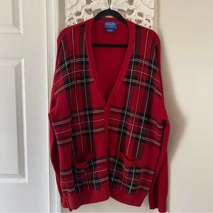 Pendleton Men's Vintage Tartan Plaid Sweater Cardigan XL Preppy Grandpa Academia